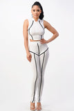 Sleeveless Half Zip Accentuating line design Set