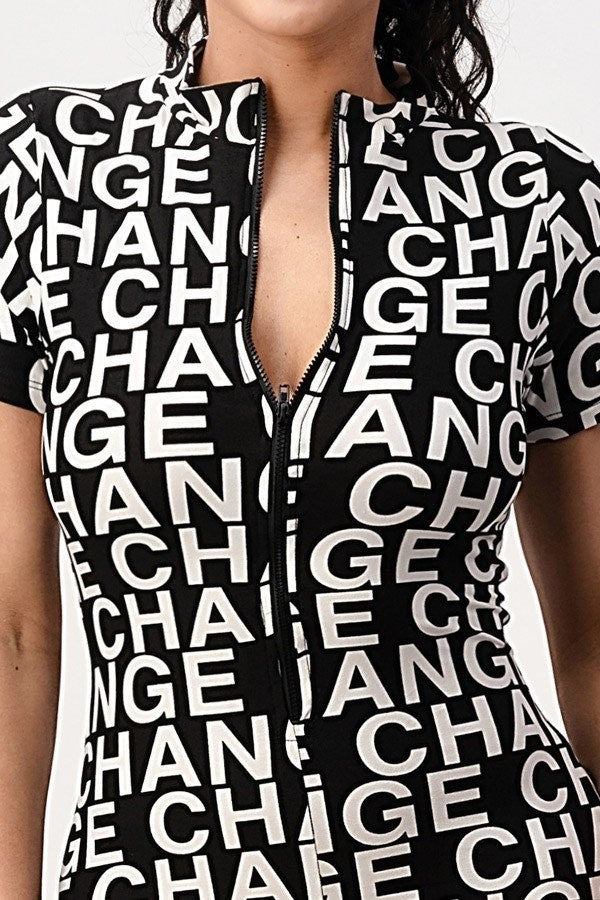 CHANGE Graphic Print Short Romper