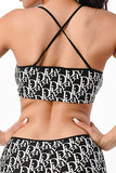 DIVA Graphic Print Cross Back Band Bra Set