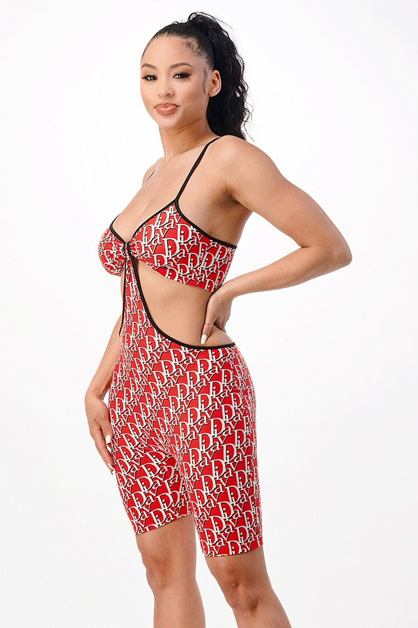 DIVA Graphic Print Cross Back Band Bra Set