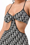 DIVA Graphic Print Cross Back Band Bra Set