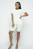 Plus Size 2PC Crew Neck Tee Shirt and Bike Shorts
