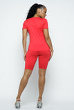 Plus Size 2PC Crew Neck Tee Shirt and Bike Shorts