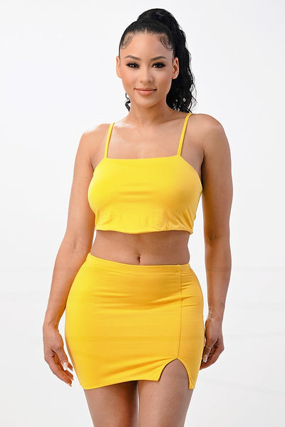 2PC Set with Band Crop and Split Skirt – Paelyn Boutique