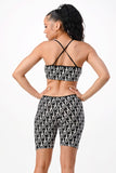 DIVA Graphic Print Cross Back Band Bra Set