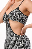 DIVA Graphic Print Cross Back Band Bra Set