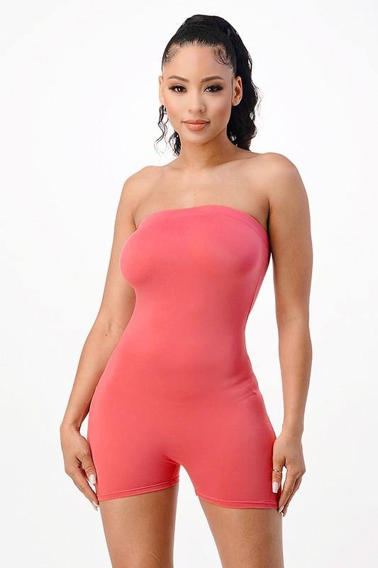 Sleevless Strapless Band Short Romper - Paelyn Boutique
