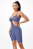 DIVA Graphic Print Cross Back Band Bra Set