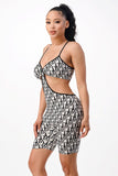 DIVA Graphic Print Cross Back Band Bra Set