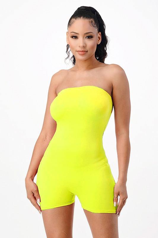 Sleevless Strapless Band Short Romper - Paelyn Boutique