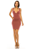 Bodycon Short Dress with Split Scoop Neckline - Paelyn Boutique