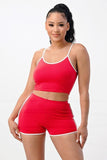 Spaghetti Strap Top and Shorts with In-Seam Piping - Paelyn Boutique