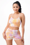 2PC Tie Dye Top and Shorts with In-Seam Piping