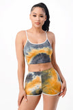 2PC Tie Dye Top and Shorts with In-Seam Piping