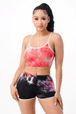 2PC Tie Dye Top and Shorts with In-Seam Piping