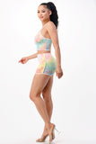 2PC Tie Dye Top and Shorts with In-Seam Piping