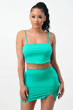 2PC Set with Band Crop and Split Skirt