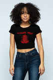 Thank You and Pagoda Graphic Print Crop Top - Paelyn Boutique
